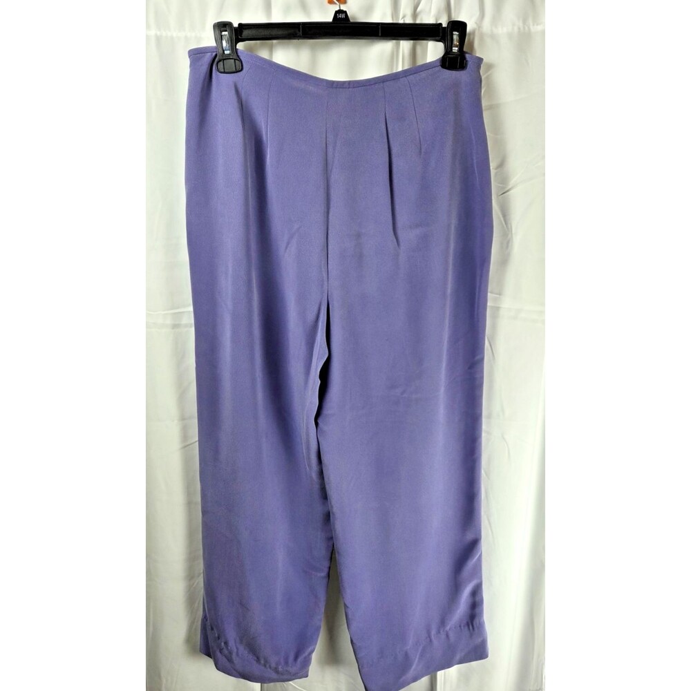 Lord & Taylor Petites 100% Silk Pants Women’s Size 14P Purple Wide Leg Dressy - Picture 9 of 9